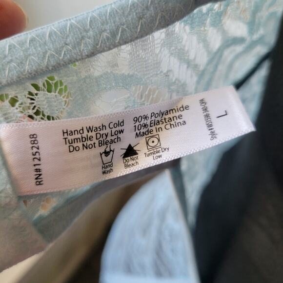 NWT French Affair Diamant Lace Bodysuit L Blue Omphalodes Push-Up Multiway - Picture 6 of 7